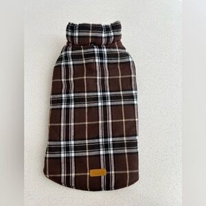 Kuoser Brown Plaid Turtleneck Dog Sweater